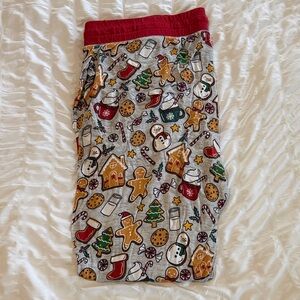 Festive Jogger Bottoms with Red and Gray Holiday Print